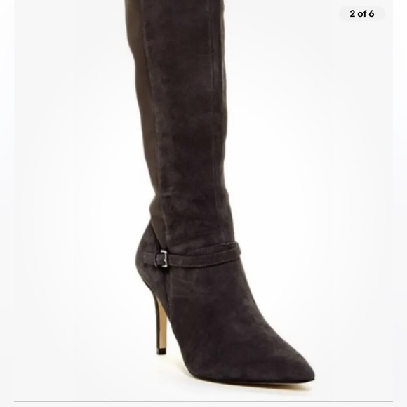 Ivanka Trump “Anaba” Grey Suede & Textile High Heel Boots Size 9 - Picture 2 of 4